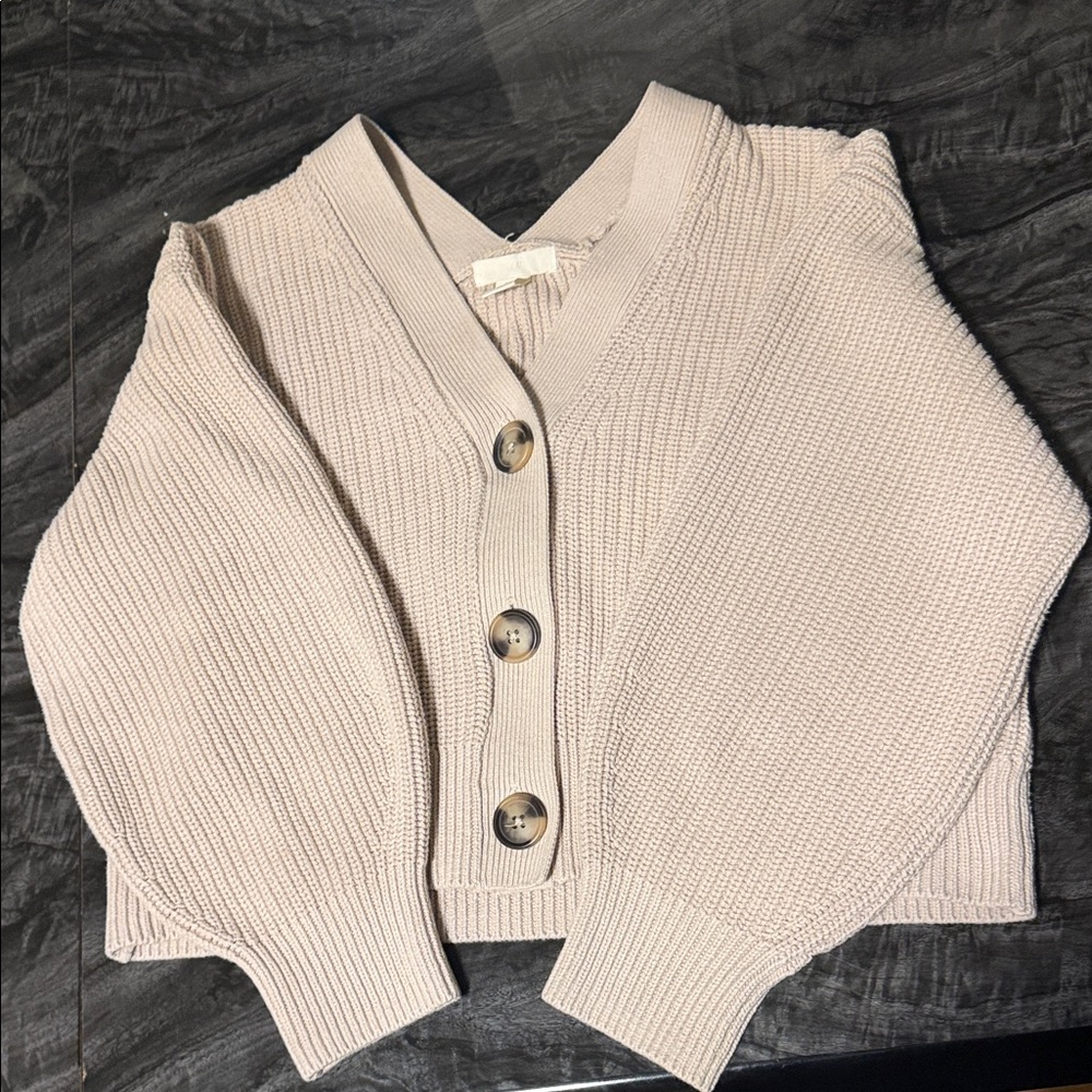 H&M Cream Button-Up Cardigan